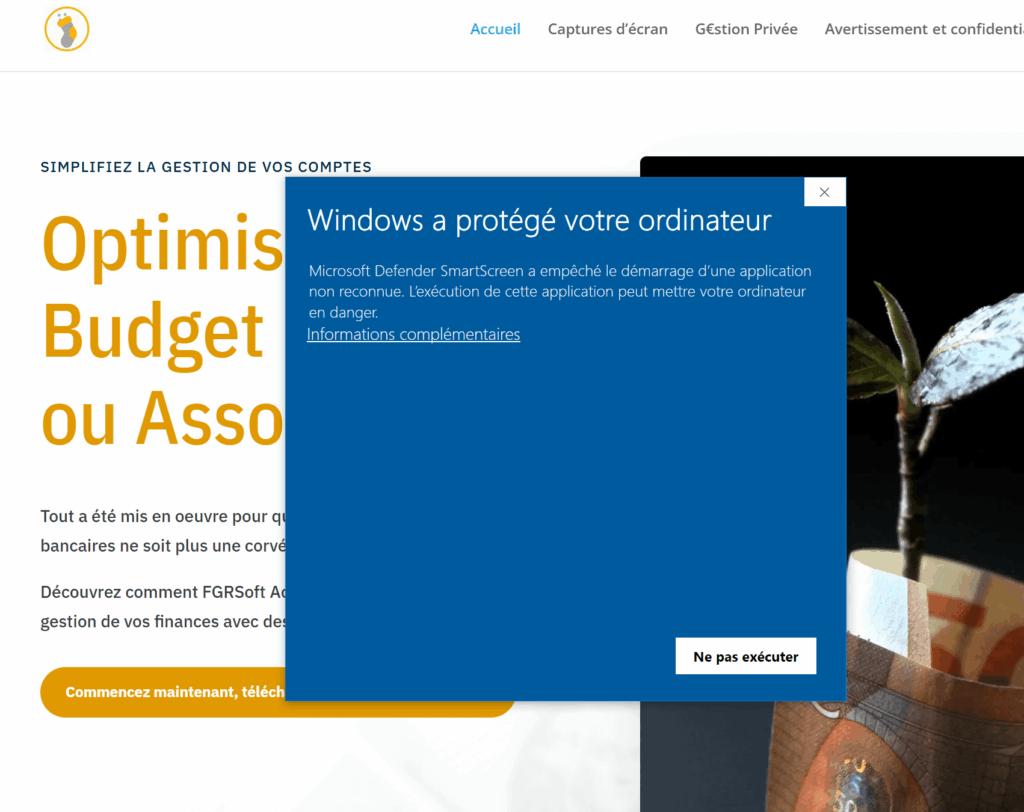 Blocage SmartScreen, procédure d'installation, informations compémrntaire